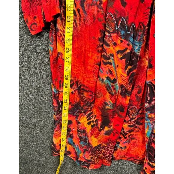 VTG Chico's Sheer Long Tunic Top Womens Size 0 US S Red Button Harvest Fall - Picture 8 of 9